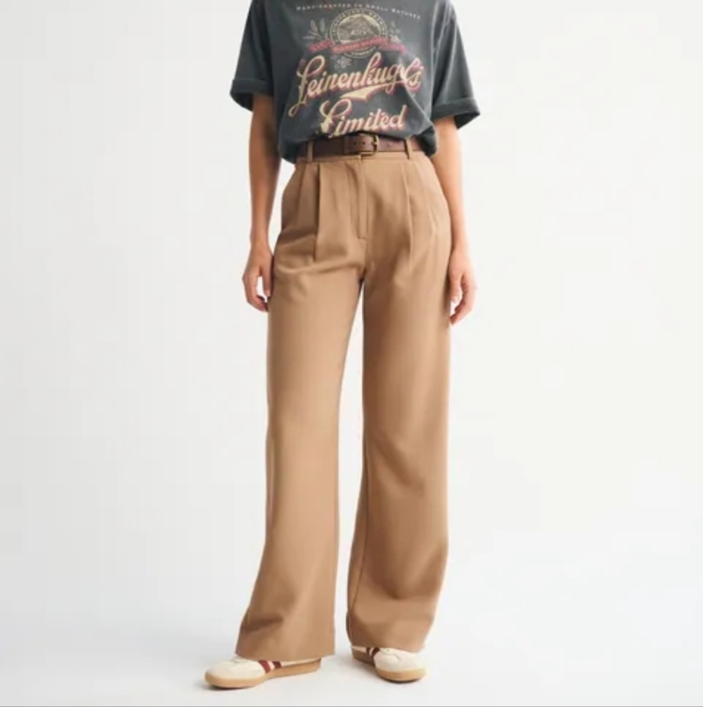 Abercrombie & Fitch A&F Sloane Tailored Wide Leg Pant Tan Size 2 Short